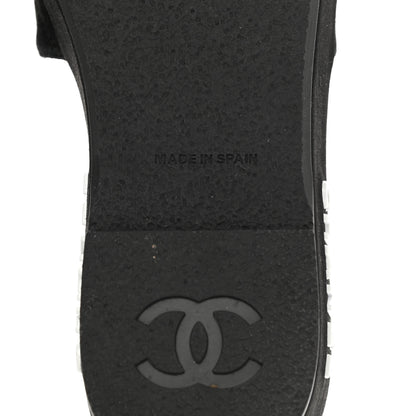 Chanel Lambskin Quilted CC Espadrille Slip On Sandals 37 Black 6 of 8