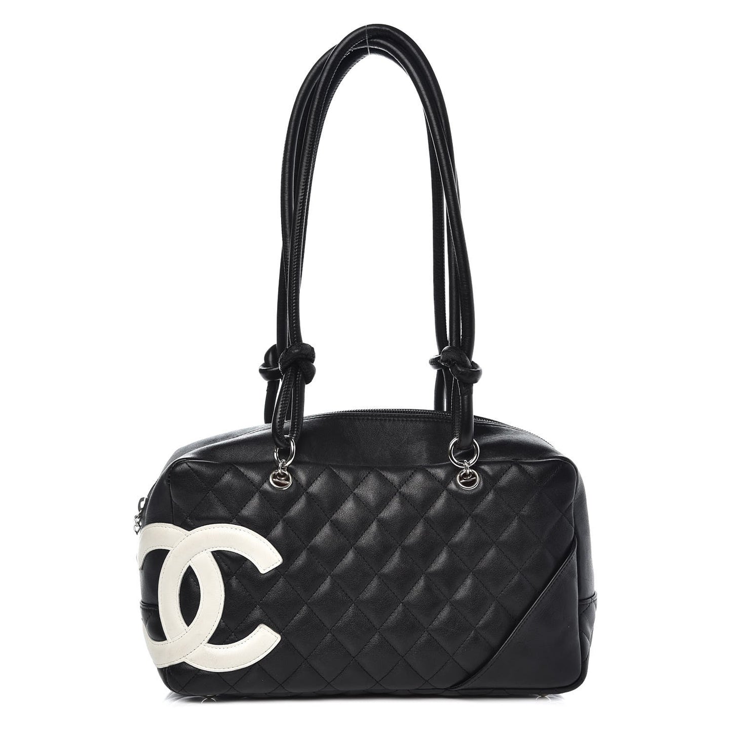 Calfskin Quilted Large Cambon Bowler Black