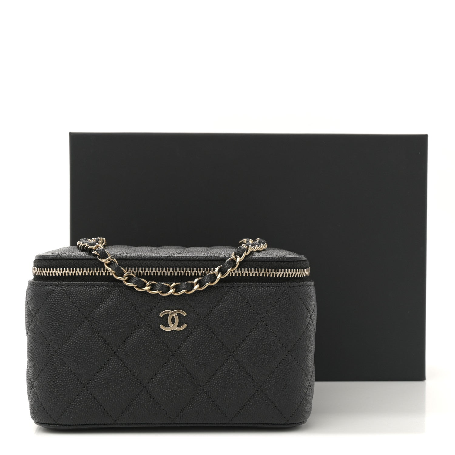 Chanel Caviar Quilted Small Vanity Case With Chain Black 12 of 12