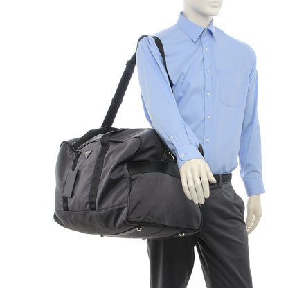 Prada Canvas Canapa Saffiano Duffle Bag Marmo Black 2 of 7