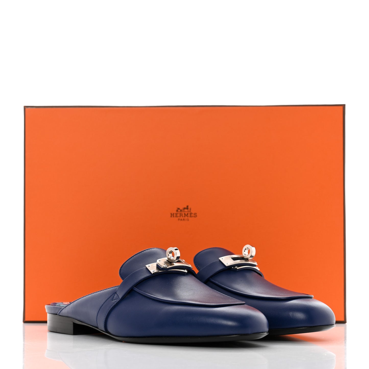 Calfskin Oz Mules 36 Bleu Maritime