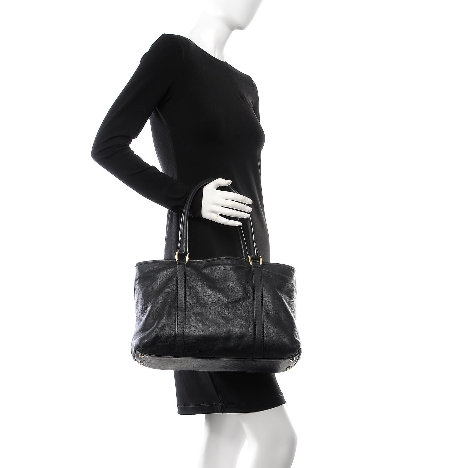 Gucci Calfskin Horsebit Embossed Joy Tote Black 2 of 17