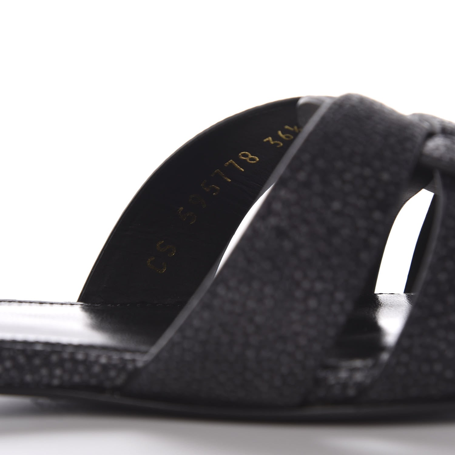 Saint Laurent Calfskin Galuchat Embossed Tribute 05 Slide Sandals 36.5 Black 8 of 9