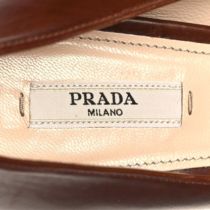 Prada Nappa Peep Toe Mid Heel Pumps 38.5 Bruciato 8 of 8