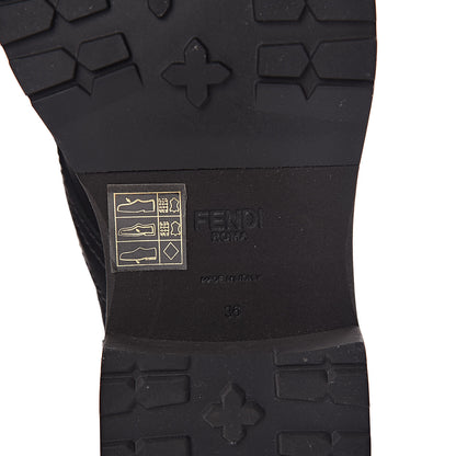 Fendi Calfskin Stretch Fabric Rockoko Biker Boots 36 Tobacco Black Marino 6 of 8