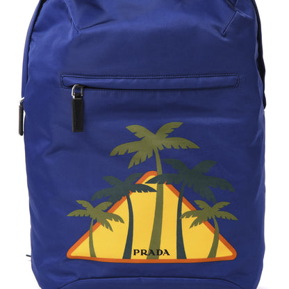 Prada Tessuto Nylon Palm Tree Print Day Backpack Bluette 10 of 10