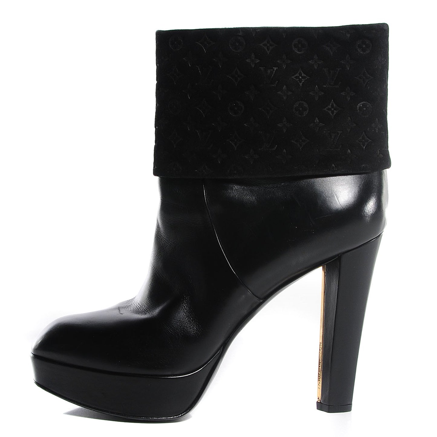 Calfskin Suede Art Deco Boots 38.5 Black