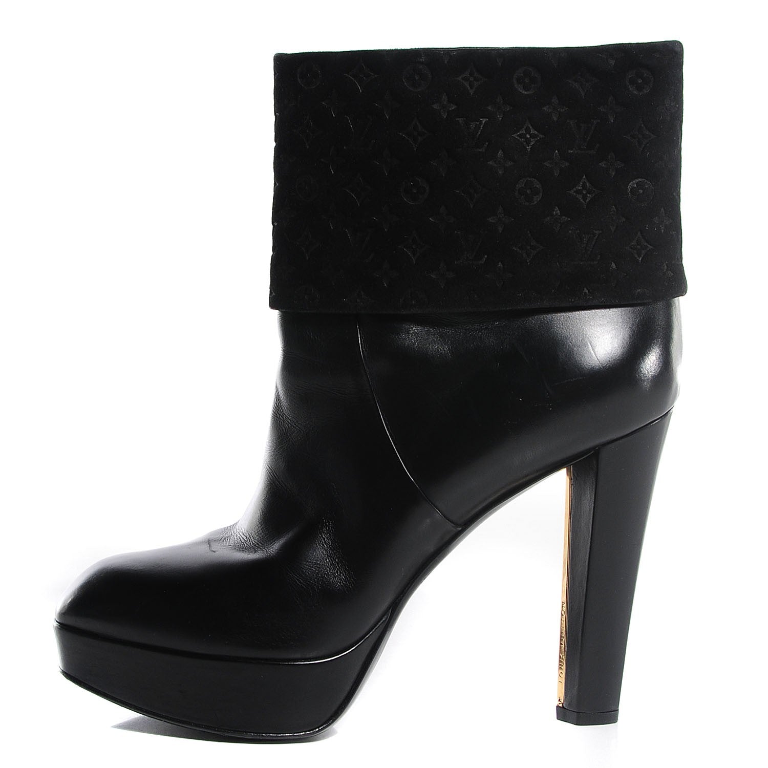 Louis Vuitton Calfskin Suede Art Deco Boots 38.5 Black 1 of 7