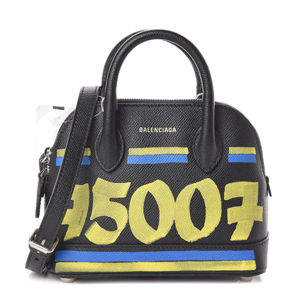 Balenciaga Signature Grained Calfskin Car Tag Print XXS Ville Top Handle Bag Black TBC 1 of 9