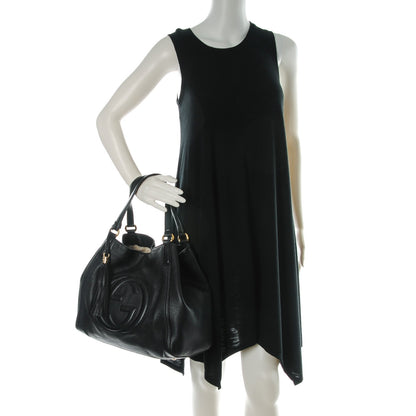 Gucci Pebbled Calfskin Medium Soho Shoulder Bag Black 2 of 9