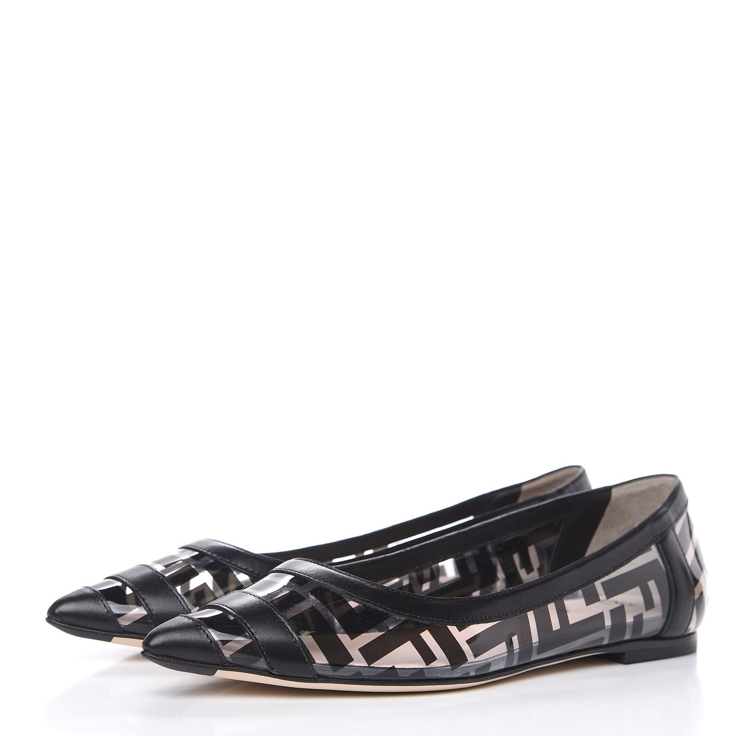 PVC Calfskin FF Colibri Ballerina Flats 37 Black