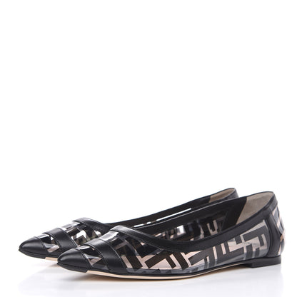 Fendi PVC Calfskin FF Colibri Ballerina Flats 37 Black 3 of 8
