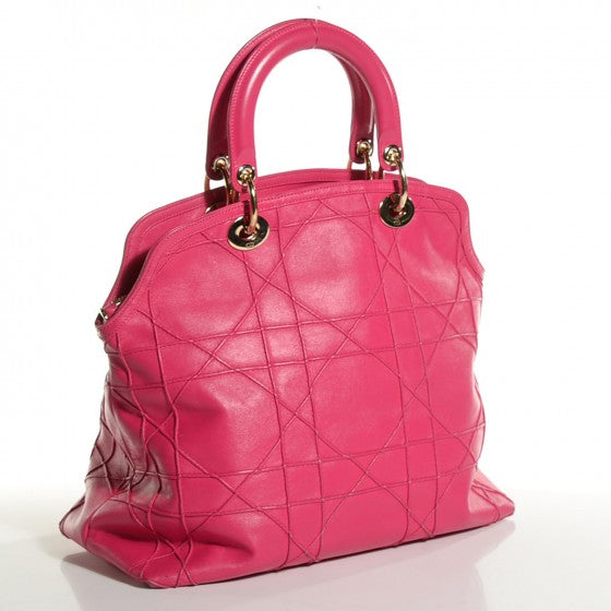 Christian Dior Lambskin Cannage Medium Granville Tote Fuchsia 3 of 20