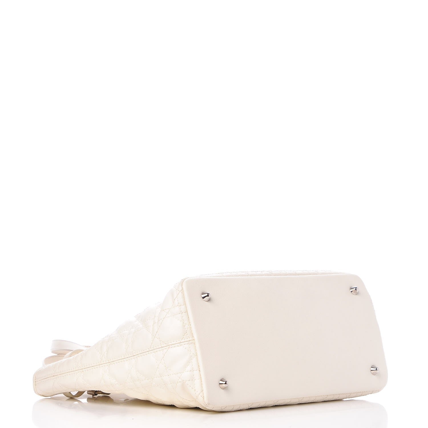 Christian Dior Coated Canvas Cannage Small Panarea Tote White 4 of 14