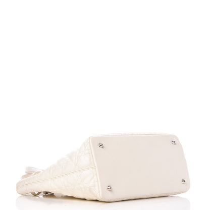 Christian Dior Coated Canvas Cannage Small Panarea Tote White 4 of 14