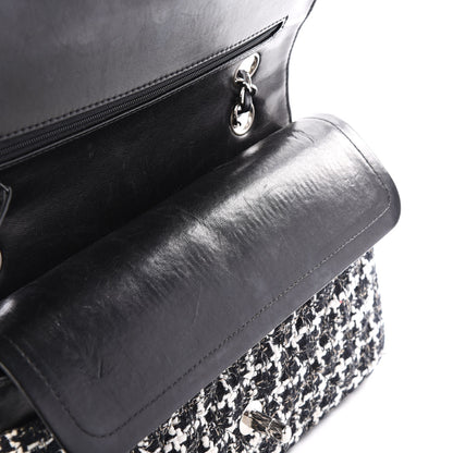 Chanel Tweed Quilted Medium Double Flap Black White 10 of 10