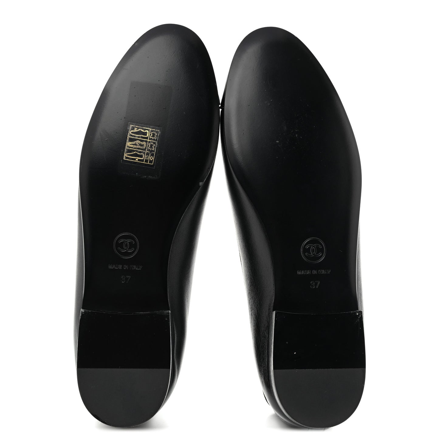 Lambskin Patent Cap Toe Ballerina Flats 37 Black