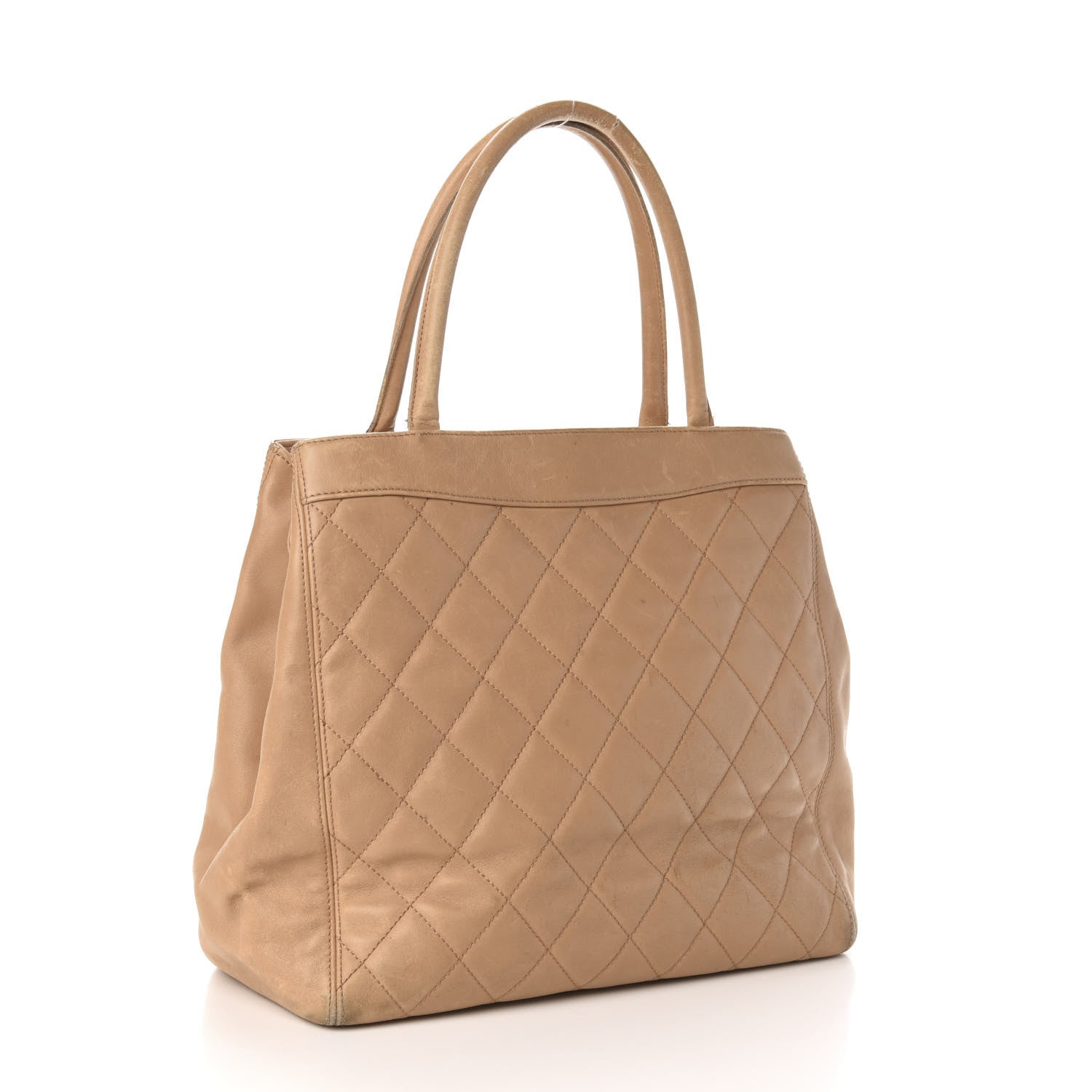Chanel Calfskin Quilted CC Shopping Tote Beige 3 of 17