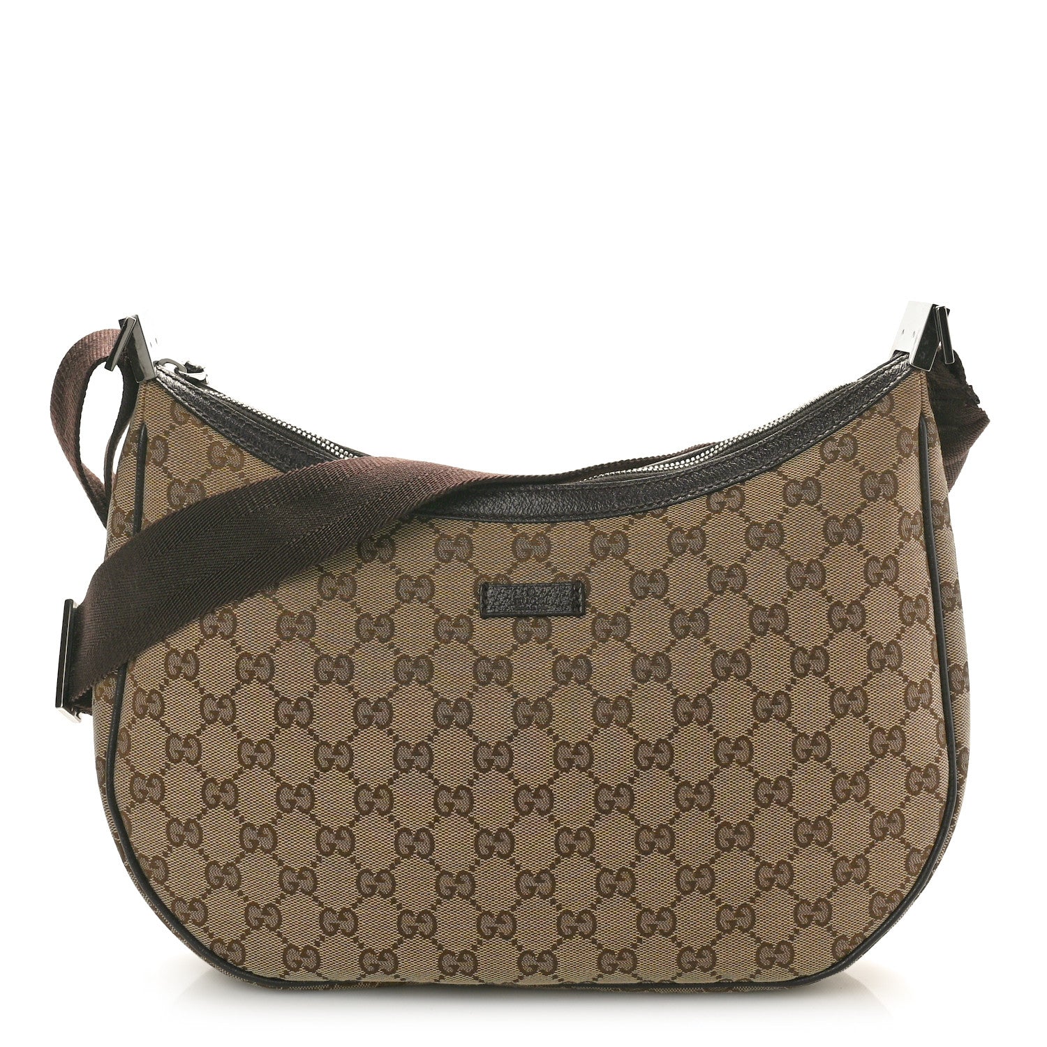 Gucci Monogram Medium Half Moon Hobo Dark Brown 1 of 12
