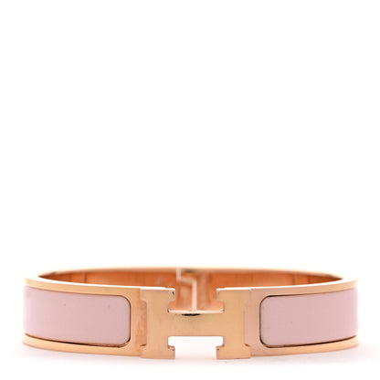 Hermes Enamel Narrow Clic Clac H Bracelet PM Rose Dragee 1 of 5