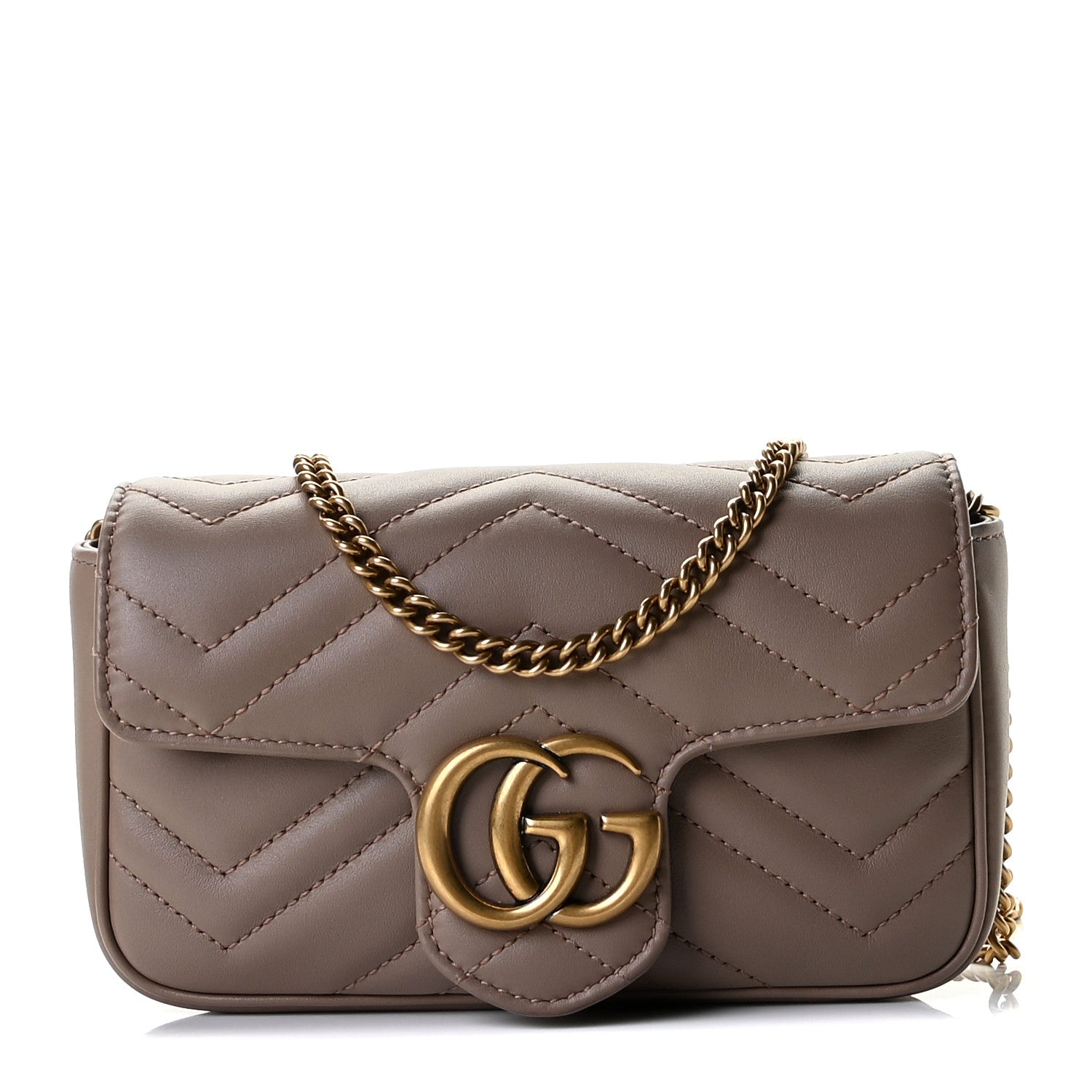 Gucci Calfskin Matelasse Super Mini GG Marmont Shoulder Bag Porcelain Rose 1 of 10