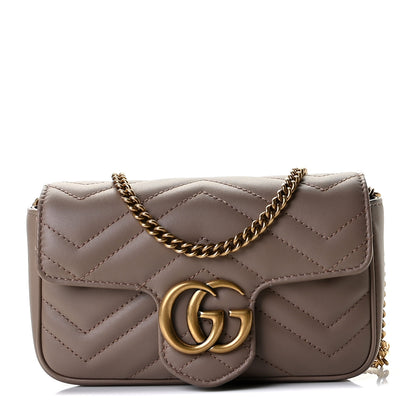 Gucci Calfskin Matelasse Super Mini GG Marmont Shoulder Bag Porcelain Rose 1 of 10