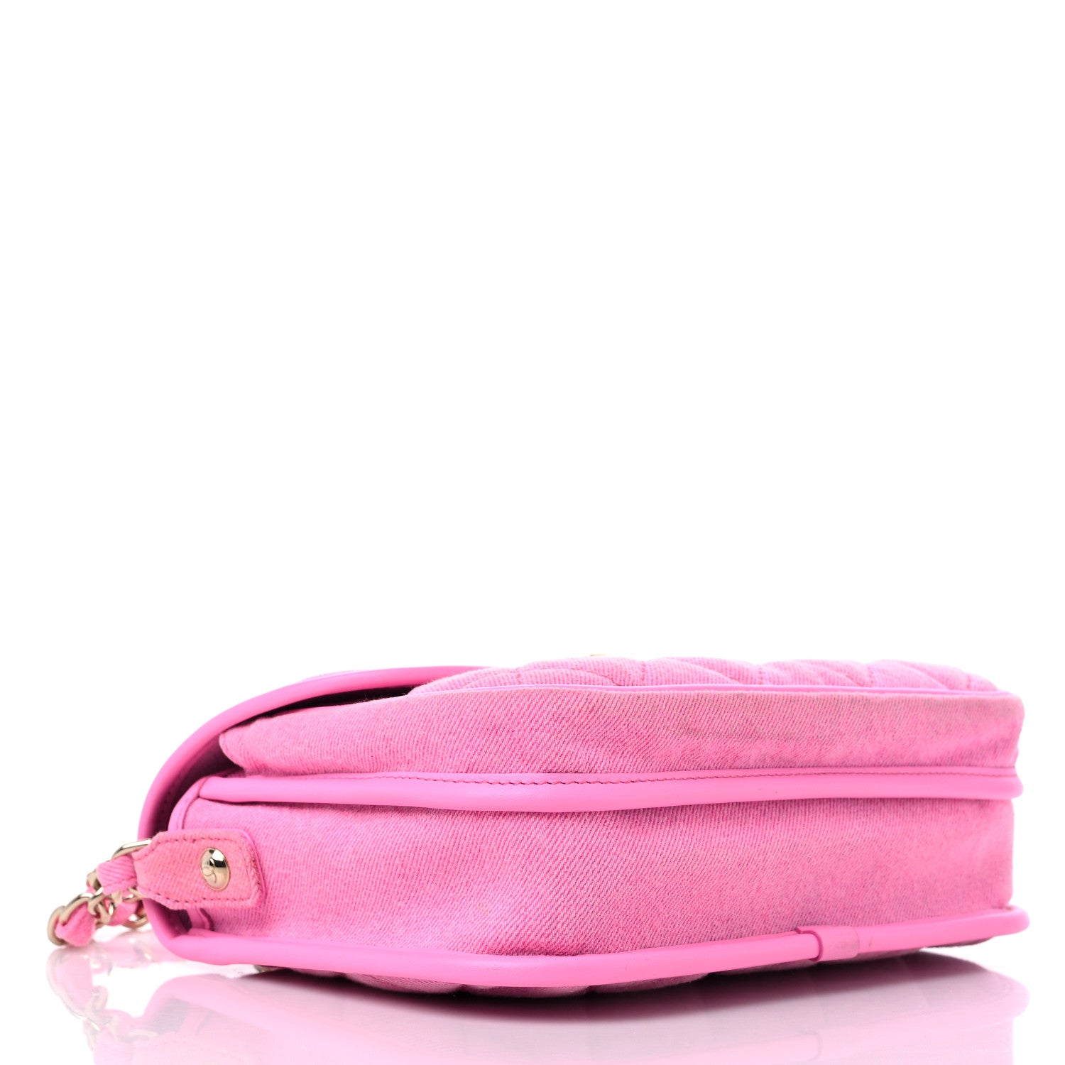 Chanel Denim Quilted Small Messenger Flap Neon Pink 4 of 11