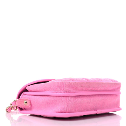 Chanel Denim Quilted Small Messenger Flap Neon Pink 4 of 11