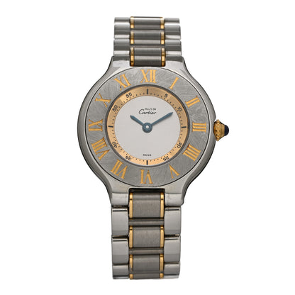 Cartier Stainless Steel 18K Yellow Gold 28mm Must De 21 Quartz Watch 1 of 5