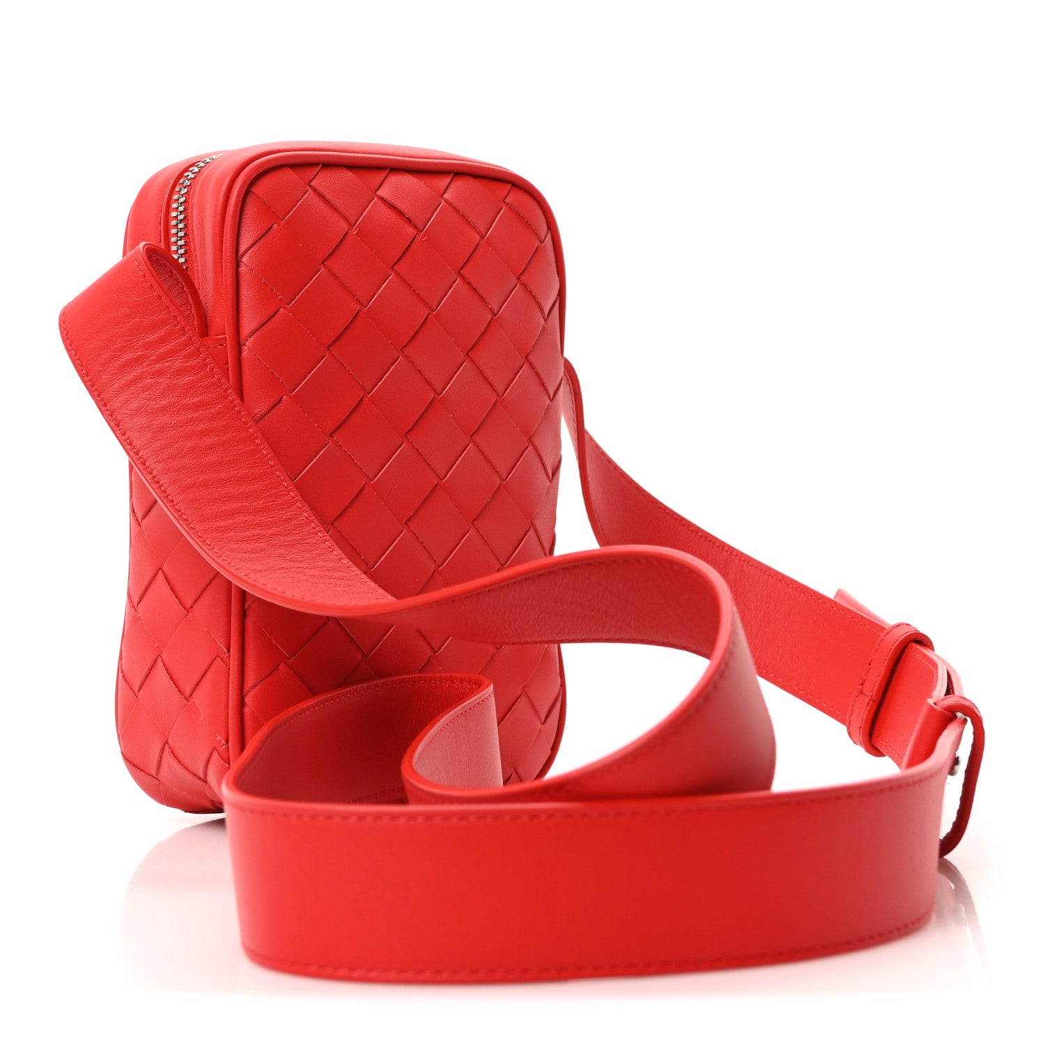 Bottega Veneta Nappa Intrecciato Phone Case Crossbody Bag Redstone