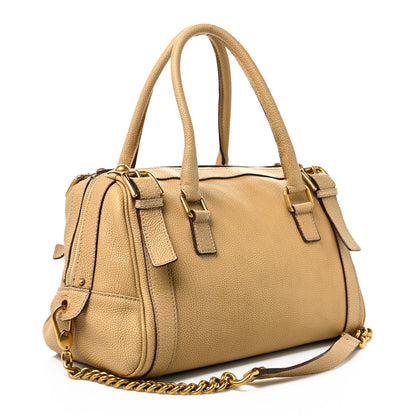 Dolce & Gabbana Metallic Grained Calfskin Miss Easy Way Boston Bag Gold 2 of 8