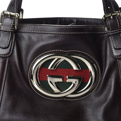 Gucci Calfskin Large Britt Shoulder Bag Dark Brown 10 of 10