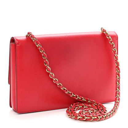 Salvatore Ferragamo Hammered Calfskin Vara Bow Chain Bag Red 3 of 11