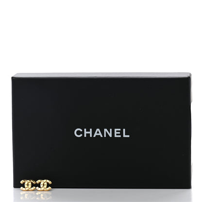 Chanel Metal CC Paris Button Stud Earrings Gold 5 of 5