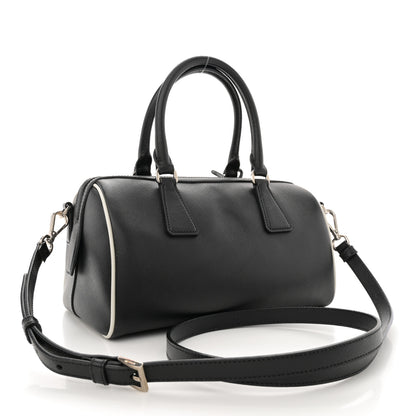 Prada Saffiano Lux Top Handle Crossbody Bag Black Talco 3 of 11