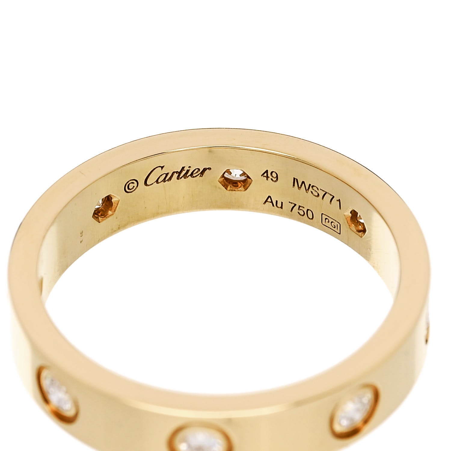 Cartier 18K Yellow Gold 8 Diamond 4mm LOVE Wedding Band Ring 49 5 4 of 5