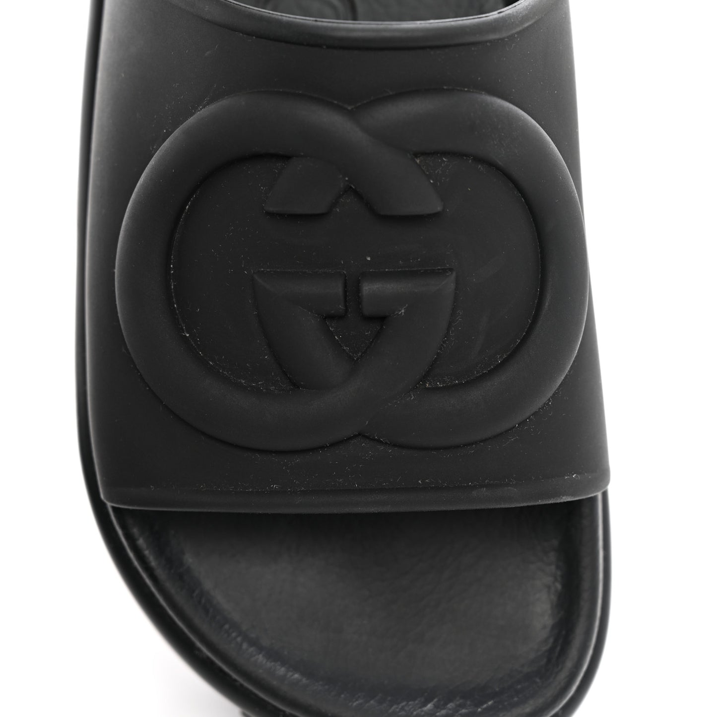 Soft Rubber Womens Interlocking G Platform 42mm Slide Sandals 37 Black