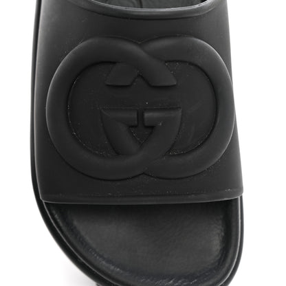 Gucci Soft Rubber Womens Interlocking G Platform 42mm Slide Sandals 37 Black 13 of 14