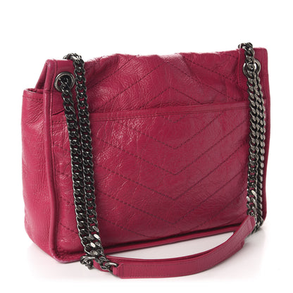 Saint Laurent Crinkled Calfskin Matelasse Monogram Medium Niki Chain Satchel Freesia 3 of 21