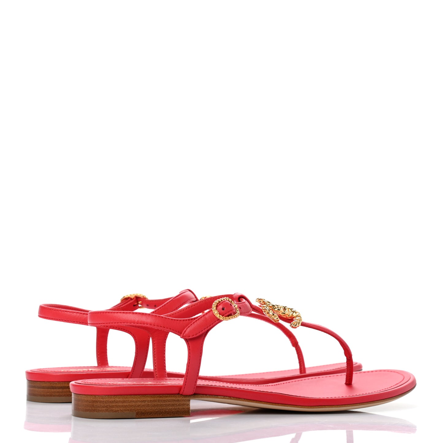 Lambskin CC Logo Thong Sandals 40 Red