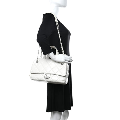 Chanel Aged Calfskin Quilted Small Express Bowling Bag White 2 of 10