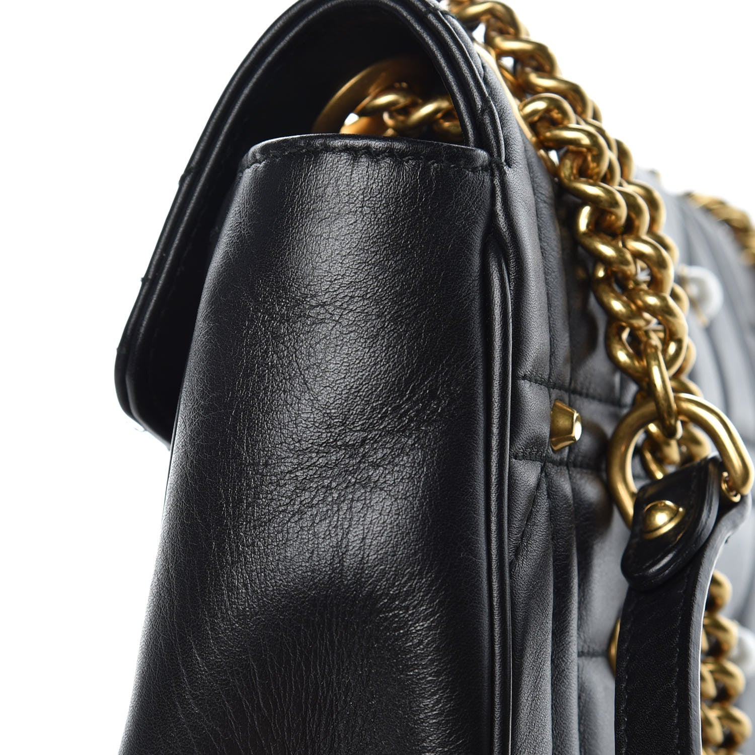 Gucci Calfskin Matelasse Studded Small Pearly GG Marmont Shoulder Bag Black 11 of 11
