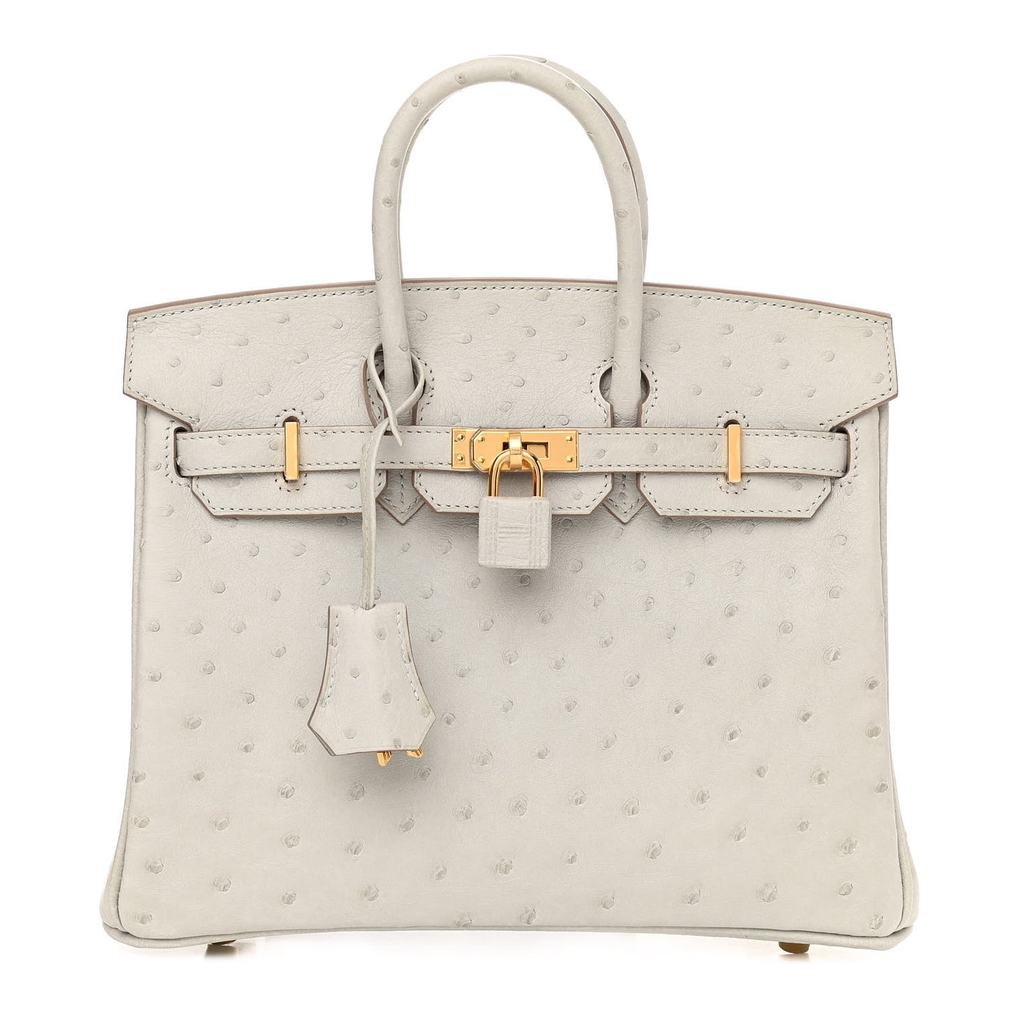 Ostrich Birkin 25 Gris Perle