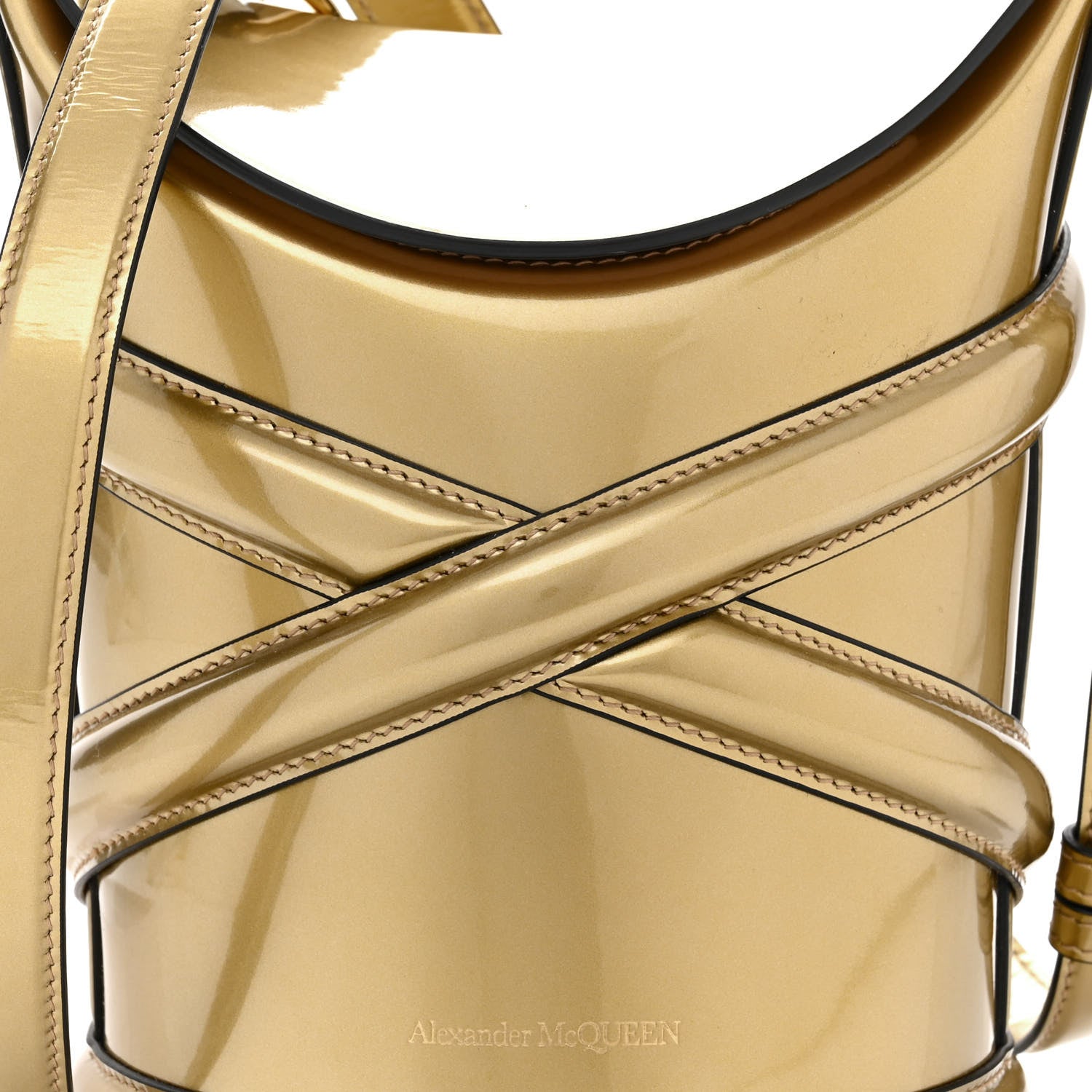 Alexander McQueen Metallic Calfskin The Curve Shoulder Bag Gold 8 of 10