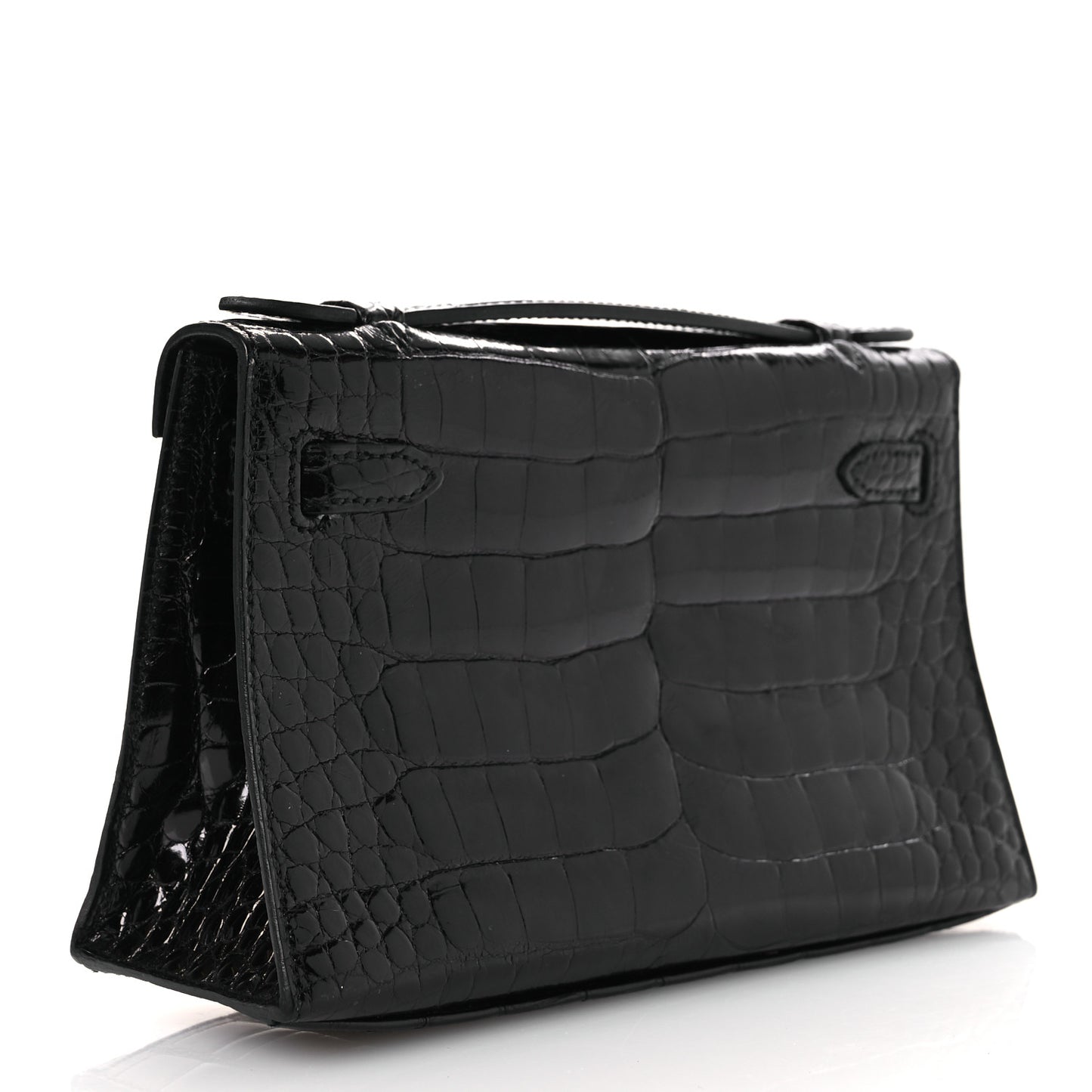 Shiny Alligator Kelly Pochette Black