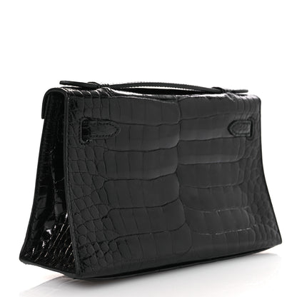 Hermes Shiny Alligator Kelly Pochette Black 3 of 13