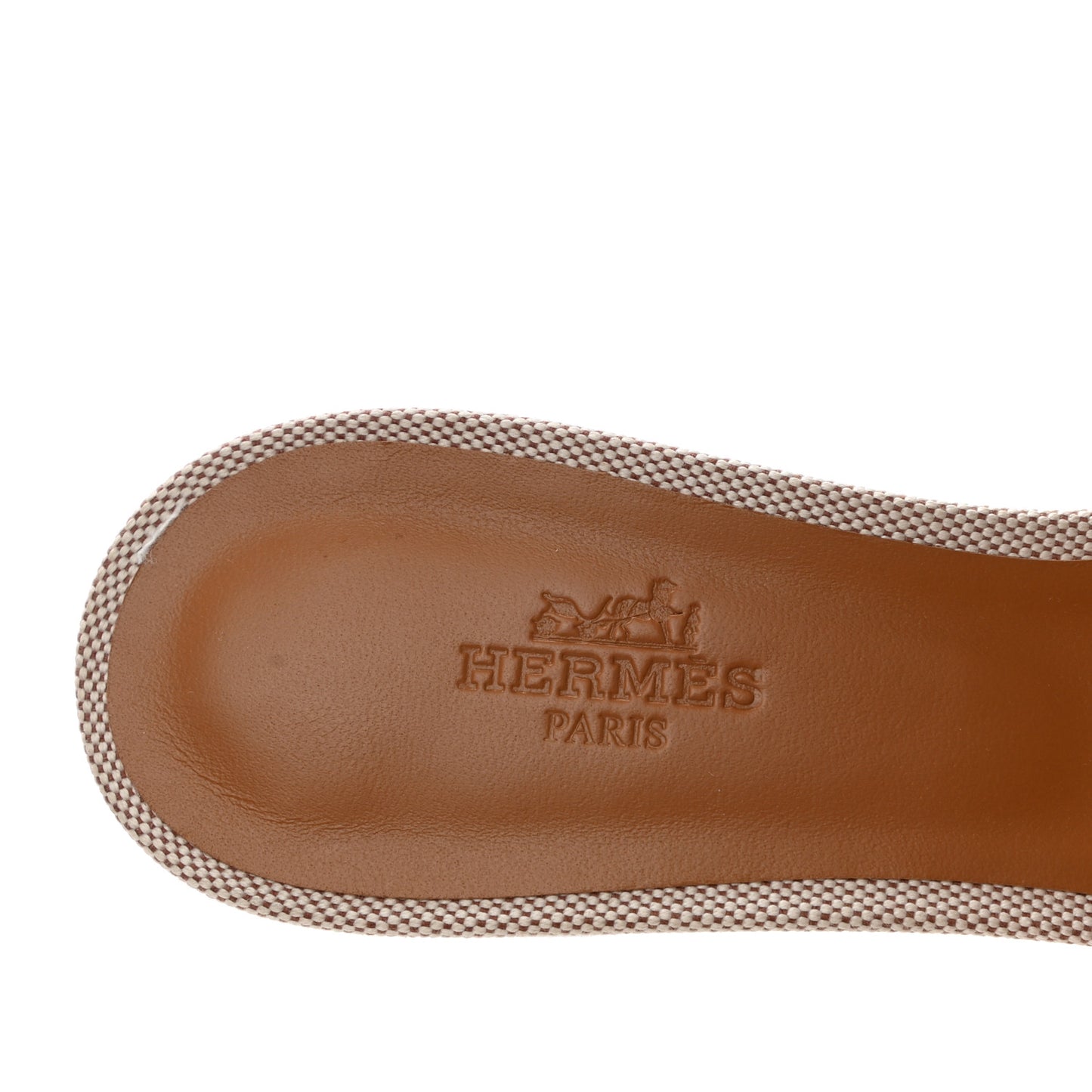 Calfskin Canvas Oasis Sandals 35.5 Noisette Beige Dore