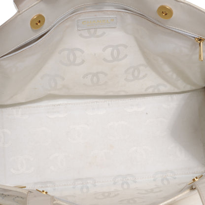 Chanel Patent Perforated Camellia Tote Ivory 5 of 7