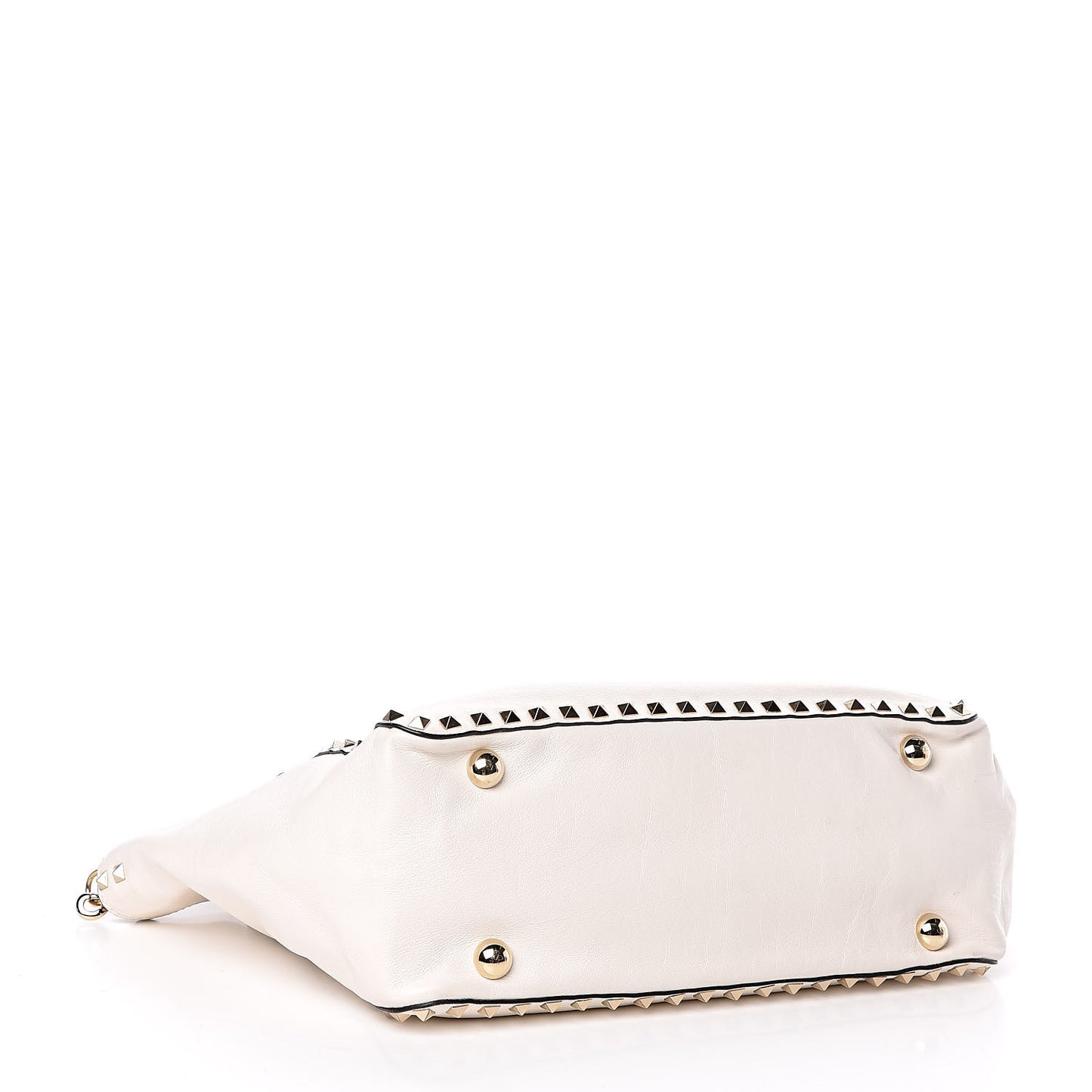 Vitello Rockstud Single Handle Flap Tote White