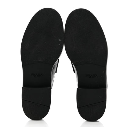 Prada Spazzolato Metal Triangle Logo 40mm Loafer Mules 39.5 Black 5 of 9